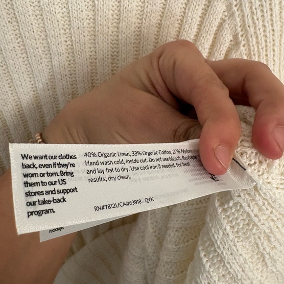 Eileen Fisher Cream Ribbed High-Low Organic Sweater Women’s Medium Chic EUC - Picture 6 of 7